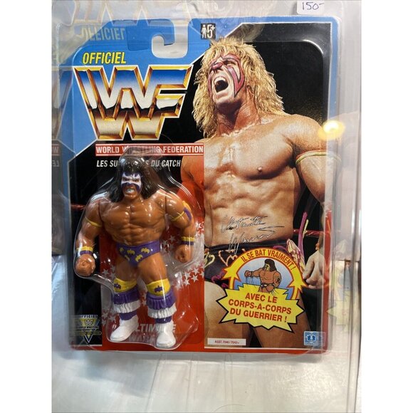 WWF WWE Ultimate Warrior Wrestling Figure Hasbro Card 1991 French! Protector NM!